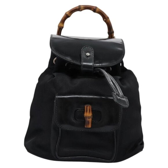GUCCI Bamboo Backpack Nylon Black - Picture 1 of 16